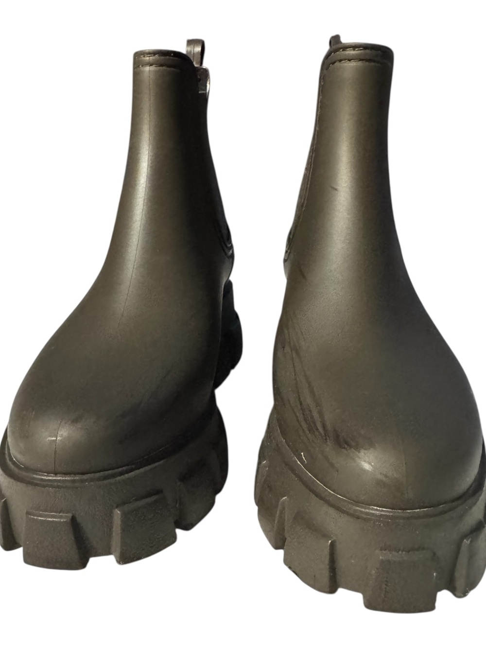 Jeffrey Campbell Army Green Platform Lugged Rubber Chelsea Boots Sz 7 - Picture 4 of 11